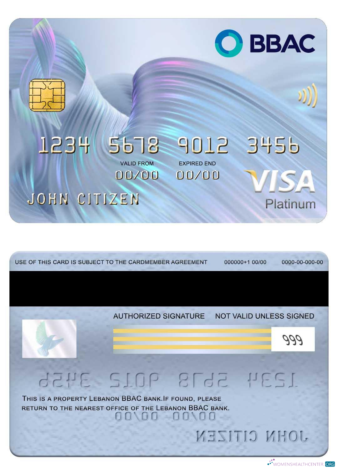 Download Lebanon BBAC visa platinum card Photoshop template